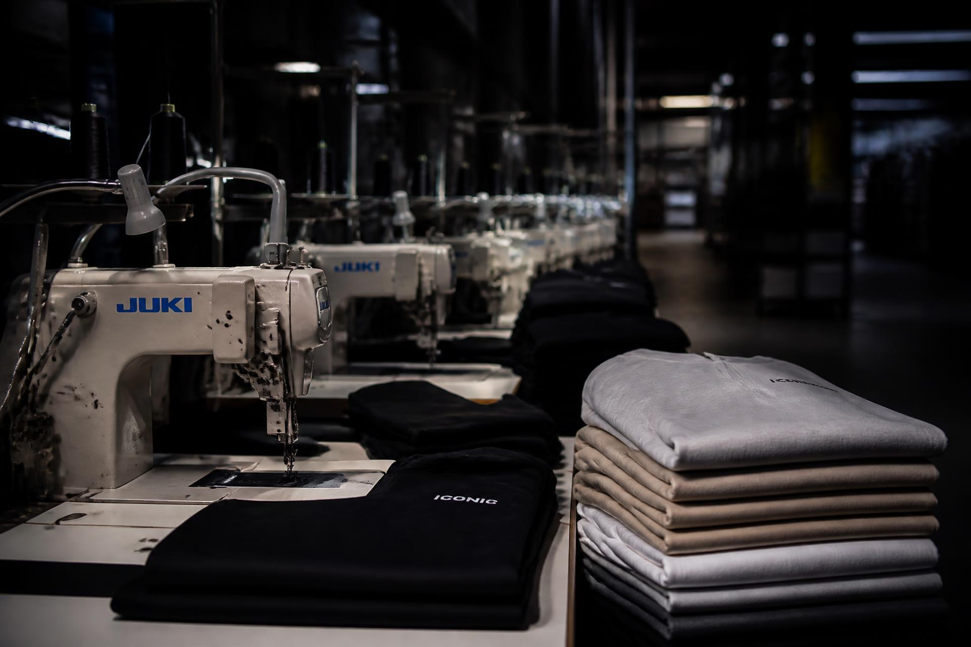 Supply Nine garment manufacturing facility producing custom streetwear and team uniforms